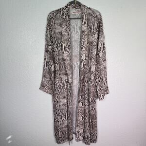 Free People Duster Cardigan Womens Small Wild Nights Snakeskin Snake Print Open